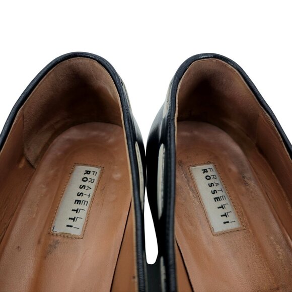 Fratelli Rossetti Italy Mens 6.5US 39.5EU Black White Brera Loafers Dress Shoes - Picture 7 of 11